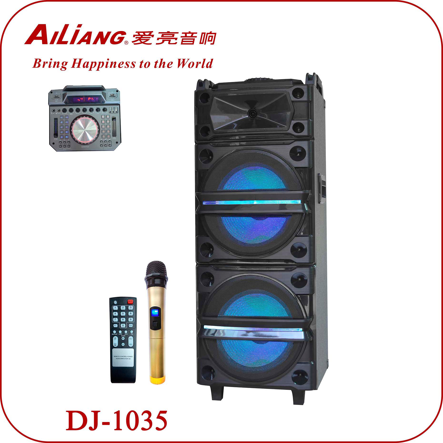 Ailiang Активная акустика DJ-1035 пуль DJ, аккумулятор, 2 радиомикрофона