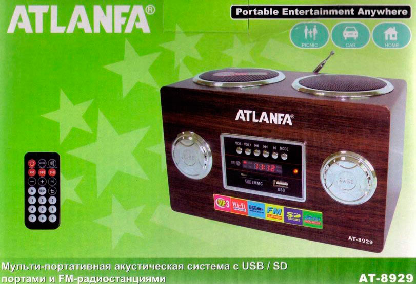 Atlanfa Портативная акустика USB AT-8929