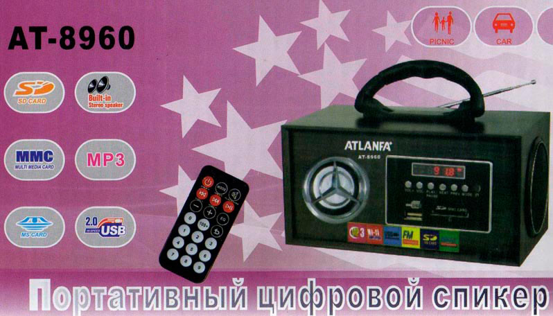 Atlanfa Портативная акустика USB AT-8960