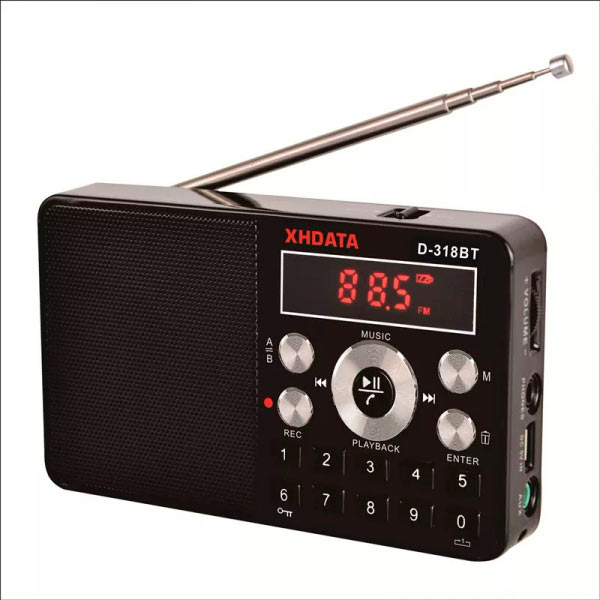 XHDATA Радиоприемник D-318BT цифровое радио с Bluetooth/USB-SD плеером/запись/спикерфон