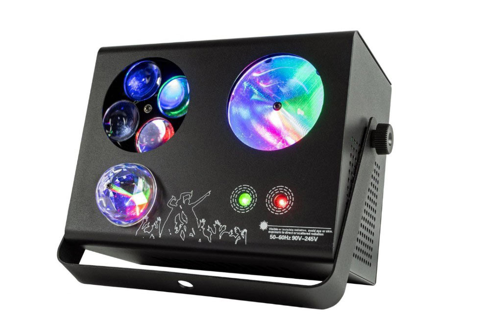 Free Color Лазерный прибор, световое шоу 4 в 1 Mini FX 4 Bubble Led RGBW, строб, лазер, Derby LED